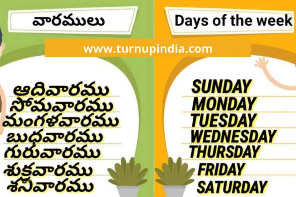 week days names in Telugu