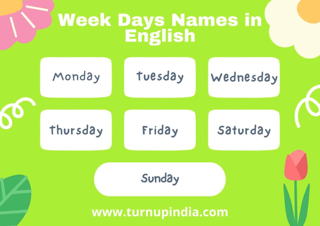 Week Days Name in English