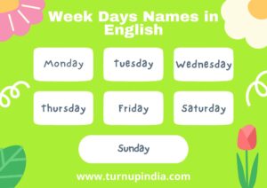 Read more about the article 7 Week Days Name in English