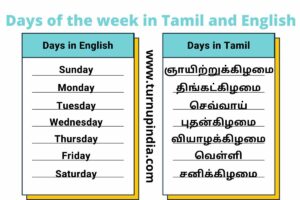Read more about the article 7 Week Days Name in Tamil and English | தமிழ் வாரங்கள்
