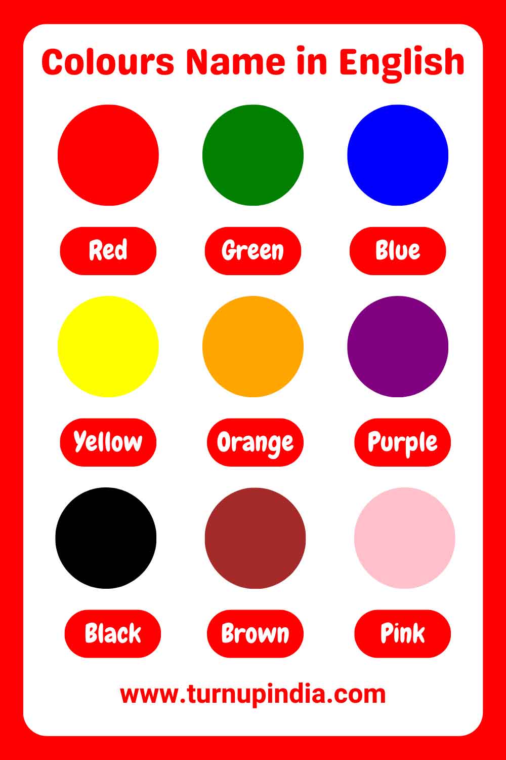 Colours Name In English 